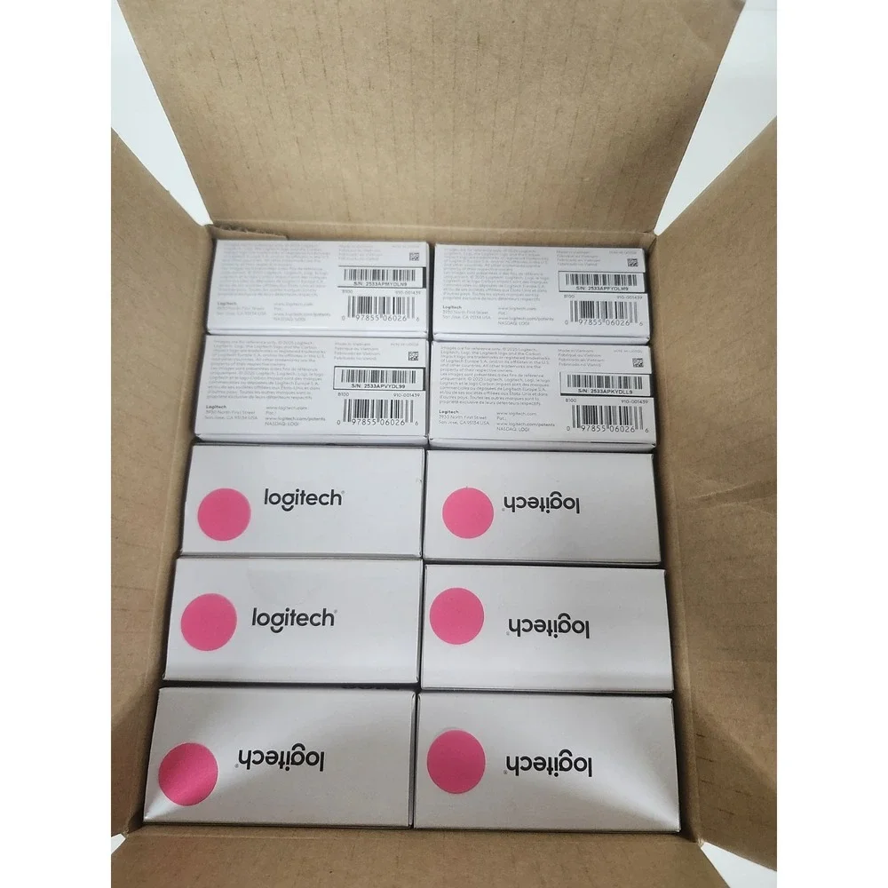 LOT of 10-2025 NEW Logitech B100 Ambidextrous 1000 DPI USB Wired 4-Way Mouse